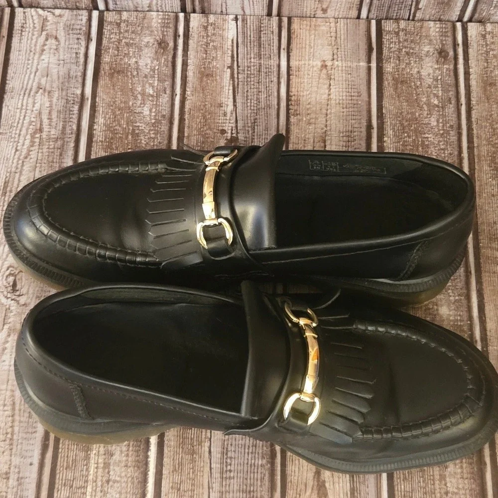 Sz 10 US Men's Dr. Martens Adrian Snaffle Black Leather Bit Loafers Shoes VGUC
